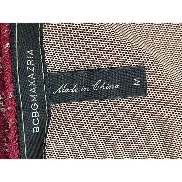 BCBGMaxAzria Women's Dress Lace M Red Short Sleeve Fit Flare Handkerchief Hem - Picture 5 of 9